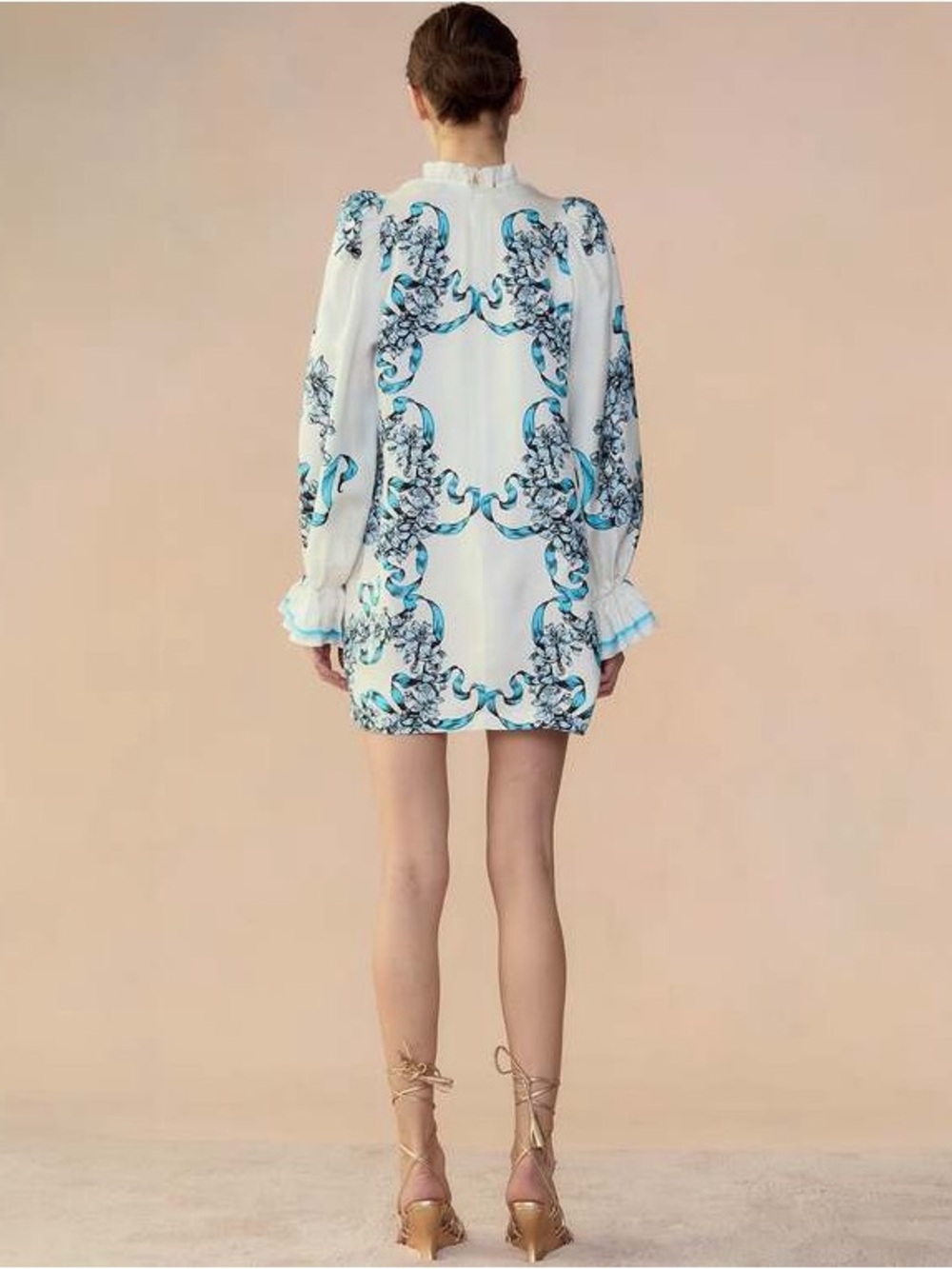Cynthia Rowley White Midi Dress with Blue Ribbon Floral Print - Picture 4 of 5